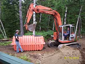 Preparing to set a septic tank